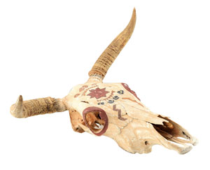 Lot #7060  Old Tucson Studios Painted Cattle Skull Prop - Image 1