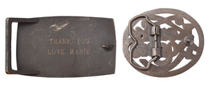 Lot #7036  'I Married Wyatt Earp' Belt Buckle Gifted to Shelton From Marie Osmond and Kenny Rogers Buckle - Image 2