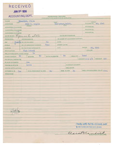 Lot #7169  Wizard of Oz: Clara Blandick Document