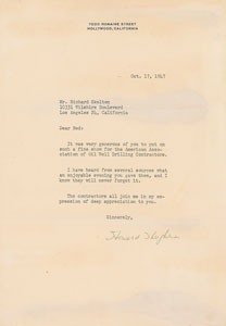 Lot #7139 Howard Hughes Typed Letter Signed