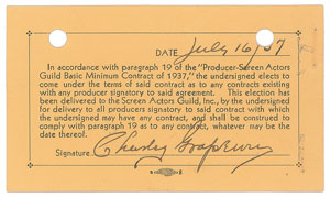 Lot #7168  Wizard of Oz: Charley Grapewin Signed Document - Image 1