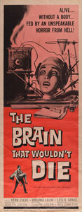 Lot #7363 The Brain That Wouldn't Die Insert Movie Poster - Image 1