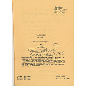 Lot #7411  Fright Night Cast-signed Original Draft Script - Image 3