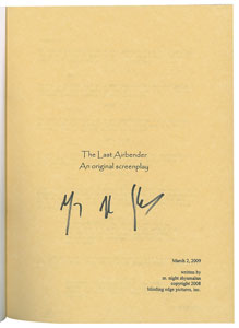 Lot #7418 The Last Airbender Final Script Signed by M. Night Shyamalan - Image 1