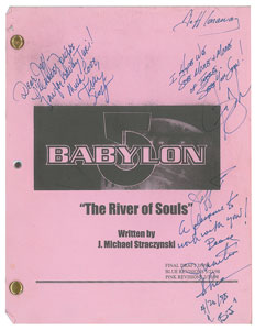 Lot #7403 Jeff Conaway's Cast-signed Script for Babylon 5 - Image 1