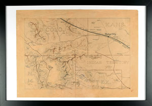 Lot #7078 Randolph Scott's Screen-used Hand-drawn Map from The Bounty Hunter - Image 1