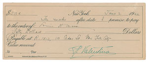 Lot #7164 Rudolph Valentino Signed Document - Image 1