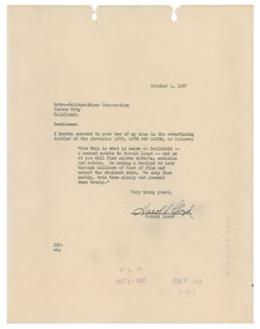 Lot #7217 Harold Lloyd Signed Document - Image 1