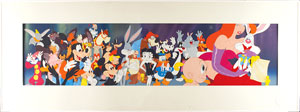 Lot #7585 Roger and Jessica Rabbit, Baby Herman, and Entire Cast panorama production cel set-up from Who Framed Roger Rabbit - Image 2