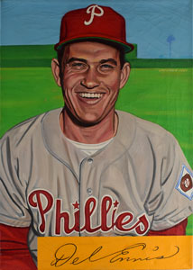 Lot #774 Del Ennis Painting by Andy Jurinko - Image 1