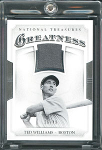 Lot #882 Ted Williams 2017 Panini National Treasures Greatness Game-Used Jersey Card - Image 1