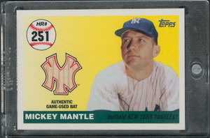 Lot #814 Mickey Mantle 2007 Topps Home Run History Game-Used Bat Card - Image 1