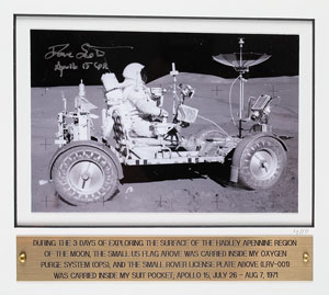 Lot #5240 Dave Scott's Apollo 15 Surface-Flown Flag and License Plate Display - Image 2