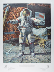 Lot #5238 Alan Bean and Dave Scott Signed Lithograph - Image 1