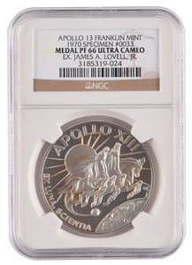 Lot #5217 James Lovell's Apollo 13 Franklin Mint Medallion - Image 1