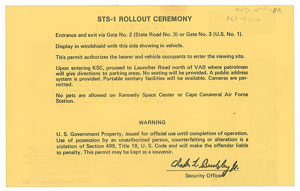 Lot #5357  STS-1 Crew-Signed Vehicle Permit - Image 2