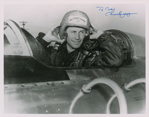 Lot #5006 Chuck Yeager Group of (3) Signed Photographs - Image 2