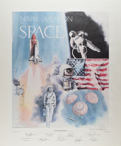 Lot #5152  Naval Aviation in Space Signed Lithograph - Image 1