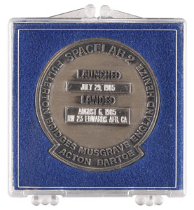 Lot #5350 Story Musgrave's Flown STS 51-F Robbins Medal - Image 2