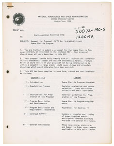 Lot #5351 Early Space Shuttle Contractor Request for Proposal Document - Image 1
