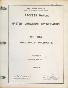 Lot #5262  Apollo Boilerplate Process Manual by North American Aviation - Image 1