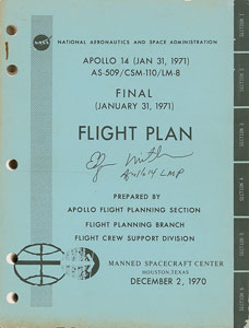 Lot #5224 Edgar Mitchell Signed Flight Plan