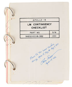 Lot #5242 Dave Scott's Lunar Surface-Flown Apollo 15 LM Contingency Checklist - Image 1
