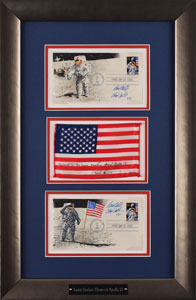 Lot #5231  Apollo 15 Lunar Surface-Flown Flag Signed by Dave Scott - Image 1
