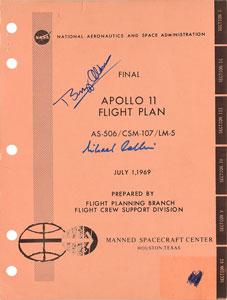 Lot #5178 Buzz Aldrin and Michael Collins Signed Apollo 11 Flight Plan - Image 1