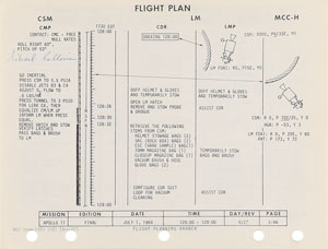 Lot #5178 Buzz Aldrin and Michael Collins Signed Apollo 11 Flight Plan - Image 3