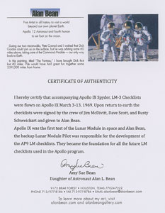 Lot #5172 Alan Bean's Apollo 9 Crew-Signed Flown Checklist Covers - Image 5