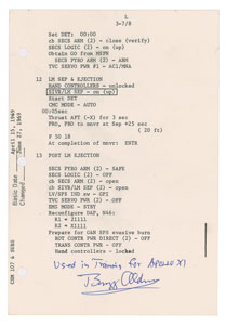 Lot #5415 Buzz Aldrin's Apollo 11 CM Training Page