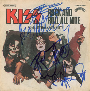 Lot #7034  KISS Signed 45 RPM Record