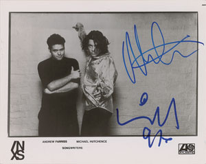 Lot #7293  INXS: Michael Hutchence and Andrew Farriss Signed Photograph - Image 1