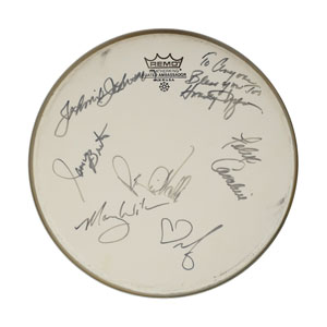 Lot #7104  Rock and Roll Hall of Fame Inductees Signed Drum Head - Image 1