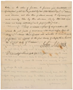 Lot #8004 John Adams 1798 Signed Letter - Image 1