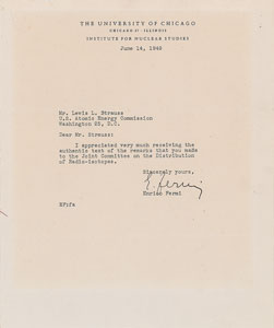 Lot #6008 Enrico Fermi Typed Letter Signed