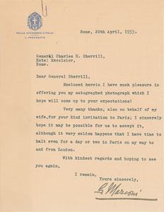 Lot #6114 Guglielmo Marconi Typed Letter Signed