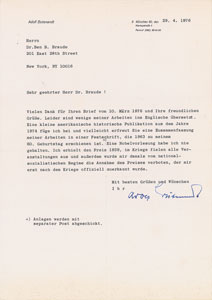 Lot #6078 Adolf Butenandt Typed Letter Signed - Image 1
