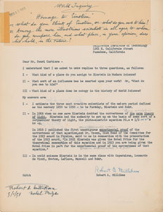 Lot #6017 Robert A. Millikan Typed Letter Signed - Image 1