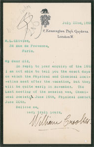 Lot #6085 William Crookes Typed Letter Signed - Image 1