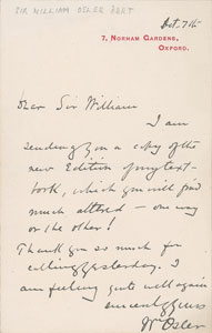 Lot #6039 William Osler Autograph Letter Signed - Image 1