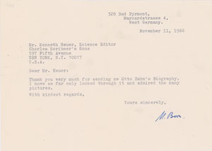 Lot #6076 Max Born Typed Letter Signed