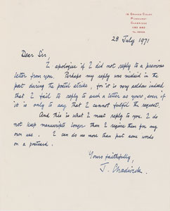 Lot #6079 James Chadwick Autograph Letter Signed