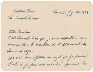 Lot #6086 Louis de Broglie Autograph Letter Signed - Image 1