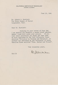 Lot #6116 Robert A. Millikan Typed Letter Signed - Image 1