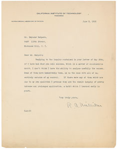 Lot #6117 Robert A. Millikan Typed Letter Signed - Image 1