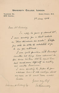 Lot #6126 William Ramsay Autograph Letter Signed - Image 1