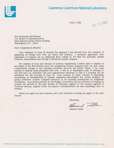 Lot #6142 Edward Teller Typed Letter Signed - Image 1