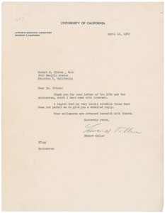 Lot #6143 Edward Teller Typed Letter Signed - Image 1